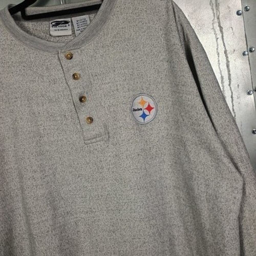 Pittsburgh Steelers Vintage Y2K 2000s Henley Crewneck Sweatshirt XL NFL Football